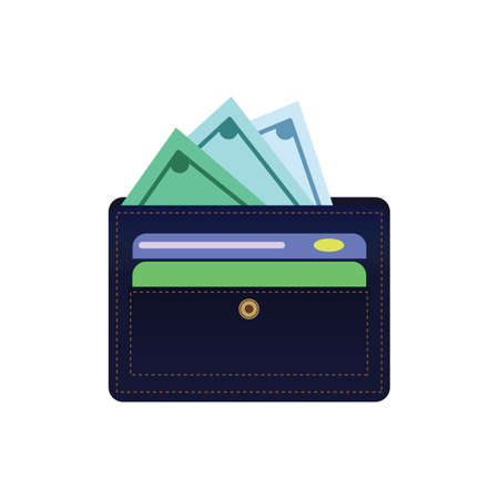 Simple flat wallet icon isolated on white background. Vector illustration