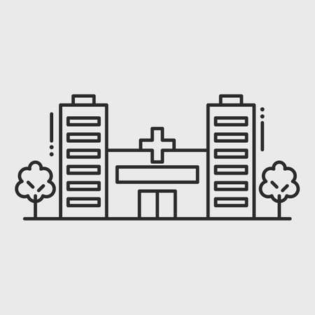 Hospital icon. Medical building isolated on white background. Design element for poster, label, brochure. Vector illustration.のイラスト素材
