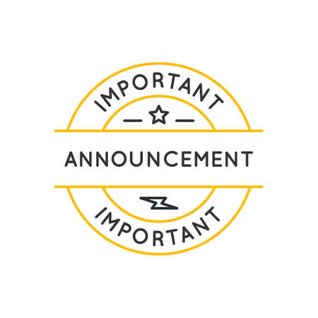 Important Announcement label, sticker for web design, social media. Important message circle linear...