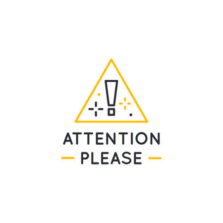 Attention Please sign isolated on white background. Linear label for social media, web design. Vector illustrationのイラスト素材