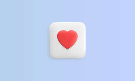 App icon template. Healthcare, Healthy lifestyle, Medical concept. Dating app icon. Heart 3d button design. Vector illustrationのイラスト素材