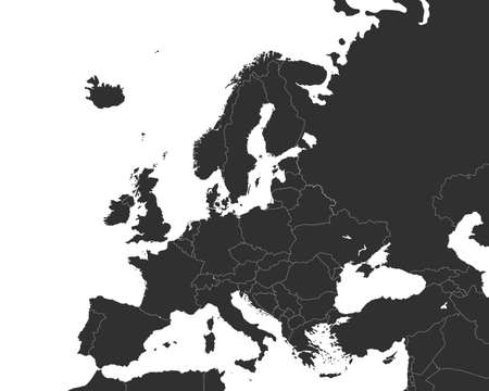European map with country borders. Map of Europe isolated on white background. Blank map of Europe. Vector illustrationのイラスト素材
