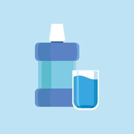 Mouthwash icon. Bottle of liquid for oral rinse isolated on light backgrounds. Healthy oral hygiene. Vector illustrationのイラスト素材