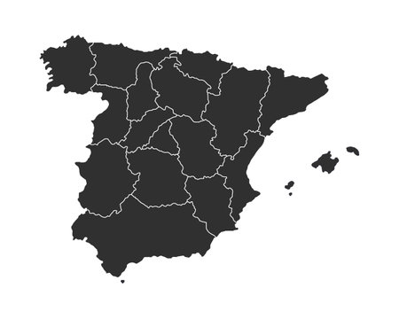 Spain map background with provinces. Spain map isolated on white background. Vector illustrationのイラスト素材