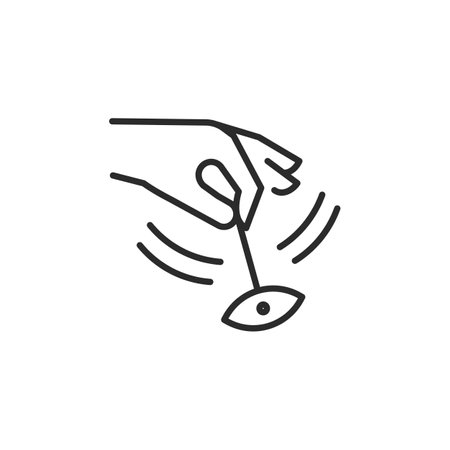 Hypnosis icon. Simple and evocative icon representing a swinging watch used for inducing trance states in hypnotherapy. Ideal for psychological services, therapeutic practices. Vector illustration.のイラスト素材
