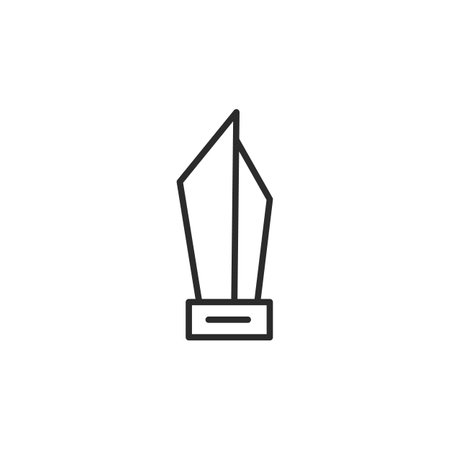 Crystal trophy award icon. A modern and elegant representation of a crystal or glass trophy, typically awarded for exceptional achievement or recognition in professional fields. Vector illustrationのイラスト素材