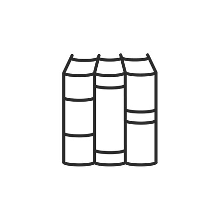 Stacked books icon. Simple icon depicting three books stacked on top of each other, ideal for educational platforms, bookstores, and reading apps. Vector illustrationのイラスト素材