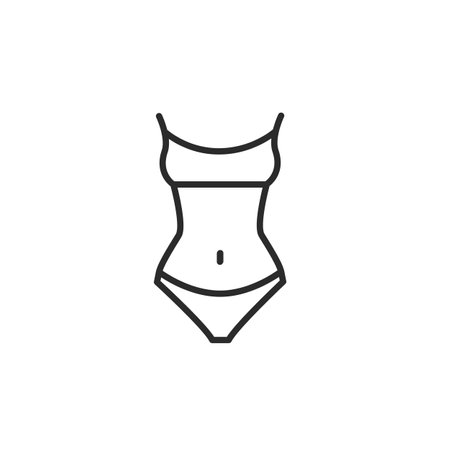 Female silhouette icon. Simple icon illustrating the ideal of a fit and healthy female body, suitable for fitness apps, wellness guides, and fashion websites. Vector illustrationのイラスト素材