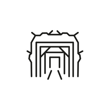 Mining tunnel icon. Simple mining tunnel icon for social media, app, and web design. Vector illustration.のイラスト素材