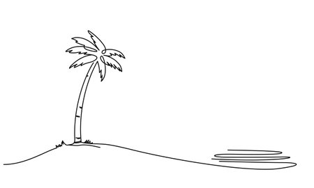 Palm Tree in one continuous line drawing. One line poster. Outline Palm Tree. For interior design and presentations. Vector illustration.のイラスト素材