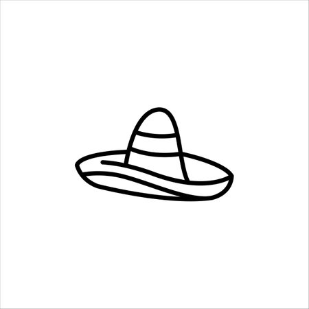 Sombrero icon. Simple outline of a traditional Mexican hat. Ideal for use in web design, apps, and social media related to cultural celebrations, festivals, or travel. Vector illustrationのイラスト素材