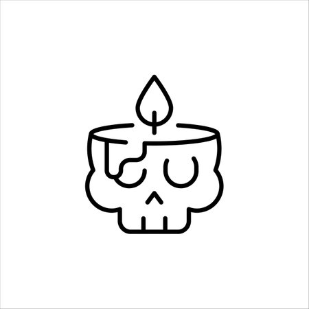 Skull-shaped candle icon. Simple Day of the Dead candle icon for Dia de Muertos celebrations. Perfect for social media, app, and web design. Vector illustrationのイラスト素材