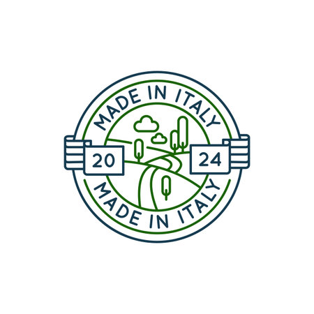 Simple Logo with Made in Italy icon. Simple Logo with the iconic Italian landmark. Ideal for travel, tourism, and historical themes in web and app design. Vector illustration.のイラスト素材