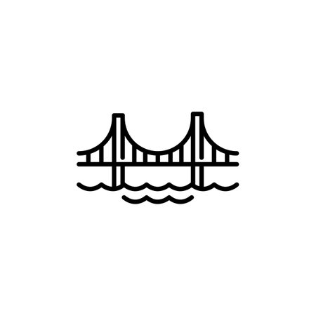 Bridge icon. Simple line art illustration of a famous bridge over water, inspired by Venice iconic...