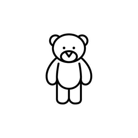 Teddy bear icon. A charming and simple design of a bear, representing love, comfort and the joys of childhood. Ideal for toy stores and gift shops. Vector illustrationのイラスト素材