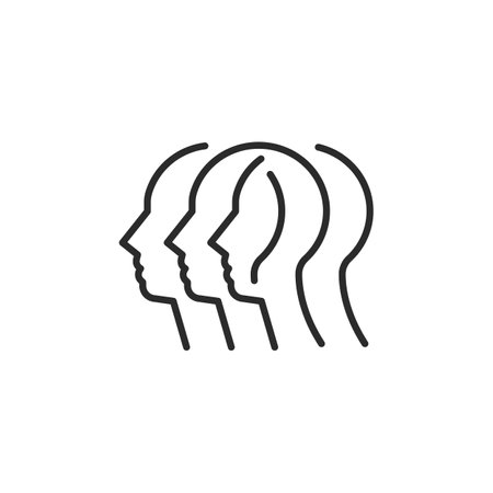 Mental health condition icon featuring a human profile with a figure in a contemplative pose inside a head, symbolizing the internal experience of depression or mental challenges. Vector illustrationのイラスト素材
