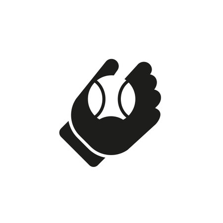 Baseball in hand icon. Simple baseball in hand icon for social media, app and web design. Vector illustration.のイラスト素材
