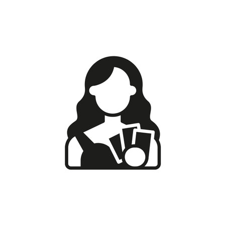 Female gambler icon. Simple female gambler icon for social media, app and web design. Vector illustration.のイラスト素材