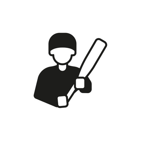 Baseball player icon. Simple baseball batter icon for social media, app and web design. Vector...
