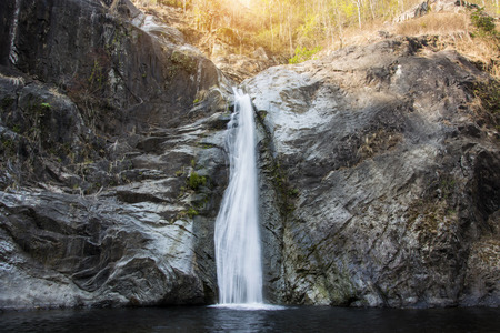 beautiful water fall on a rock in Thailand.