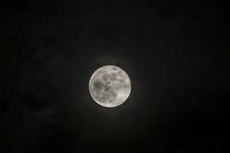 Full moon on the dark nightの写真素材