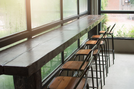 bar counter and chair in the coffee shop.