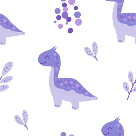 Seamless pattern with cute dinosaurs for kidsの写真素材