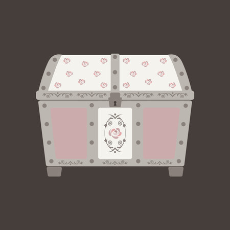 Treasure Chest money pink coin vector illustration cute baroque, shabby chic or classic style luxury interior cabinets vintageのイラスト素材