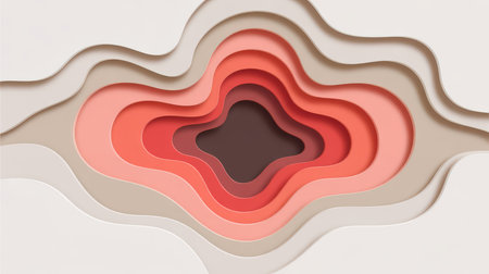 A layered abstract design in warm colors creates depth with smooth curves.の素材