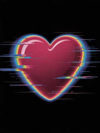 An energetic heart illustration radiates color and motion, creating a lively and dynamic visual experience.の素材