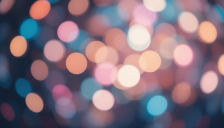 Soft circles of color blend together, creating a whimsical backdrop ideal for festive events or evenings.の素材