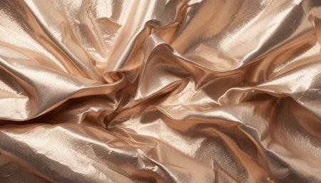 Soft, shimmering golden fabric creating beautiful folds and textures, showing a luxurious appearance.の素材