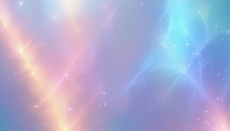 Soft celestial background features pastel colors and shimmering effects creating an ethereal atmosphere.の素材