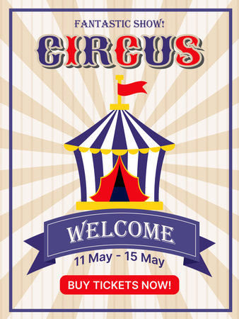 Colorful Retro Circus Poster Banner Design for Show and Festival Brandingのイラスト素材