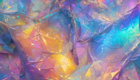 Shimmering colors and light interplay across a textured surface, creating an abstract visual experience.の素材