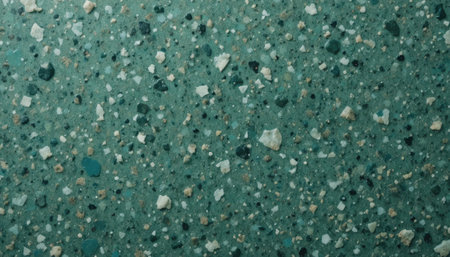 Detailed surface showing a blend of small stones and minerals in various colors, mostly green and white.の素材