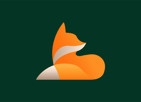 Vector image of a fox design on a green backgroundのイラスト素材