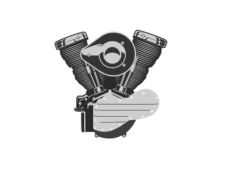 Motorcycle engine on a white backgroundのイラスト素材