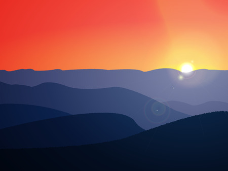 Background of mountains at sunsetのイラスト素材