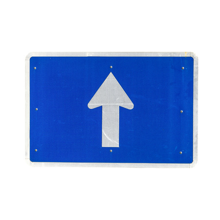 Oneway traffic road sign, isolated on white background