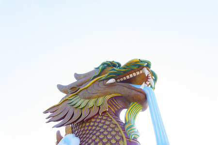 Dragon head at a Chinese Style city in Thailandの写真素材