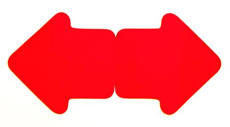 Arrows indexes to the left to the right isolated on white backgroundの写真素材