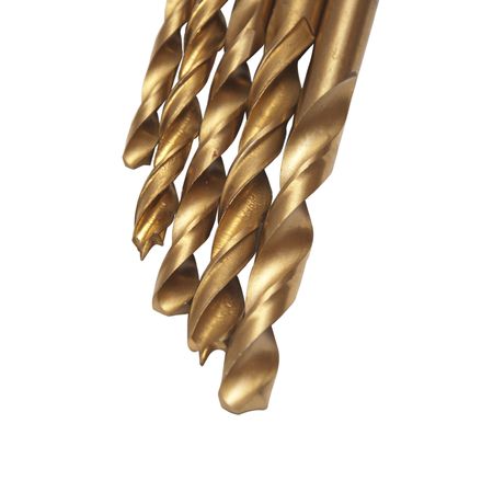 set of wood drill bits isolated in white の写真素材