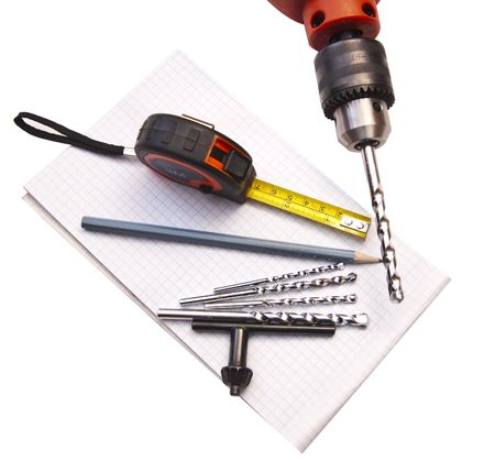 Tools for drilling of apertures in wallの写真素材