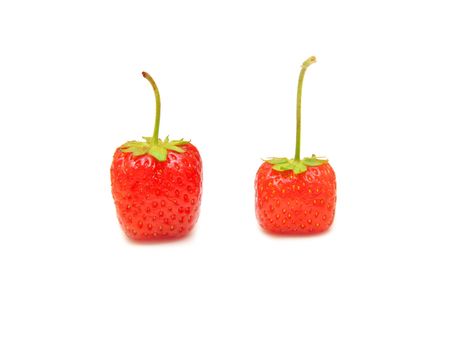 red juicy strawberry on a white background の写真素材