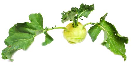 green kohlrabi cabbage isolated on white backgroundの写真素材