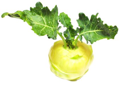 green kohlrabi cabbage isolated on white backgroundの写真素材