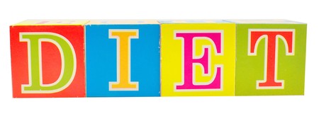 cubes with letters in front of a white background - dietの写真素材