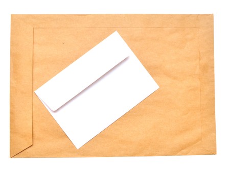 envelopes isolated on white background close up の写真素材