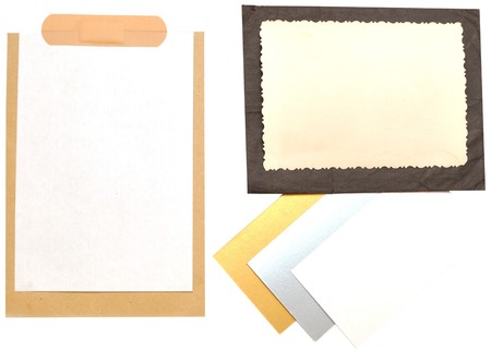 collection of various note papers on white の写真素材